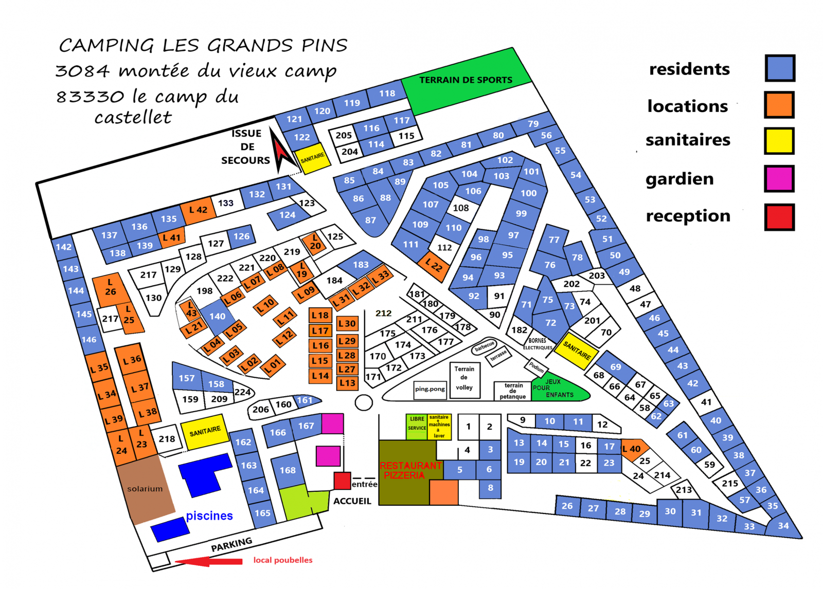 plan du camping LES GRANDS PINS au Castellet